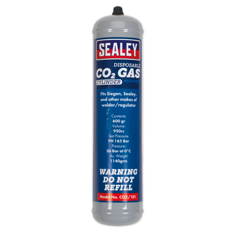 Sealey CO2/101 Disposable Carbon Dioxide Gas Cylinder 600g