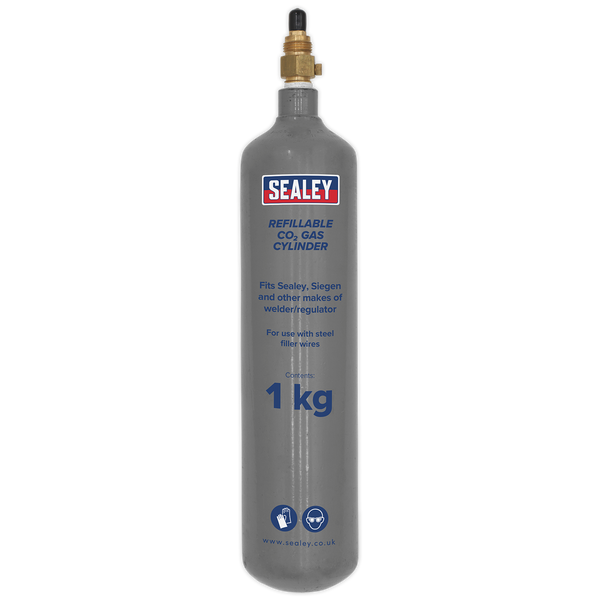 Sealey CO2/1KG Gas Cylinder Refillable Carbon Dioxide 1kg