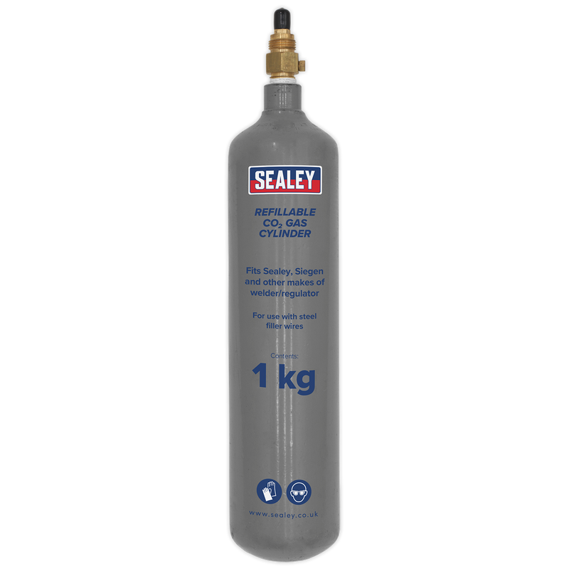 Sealey CO2/1KG Gas Cylinder Refillable Carbon Dioxide 1kg