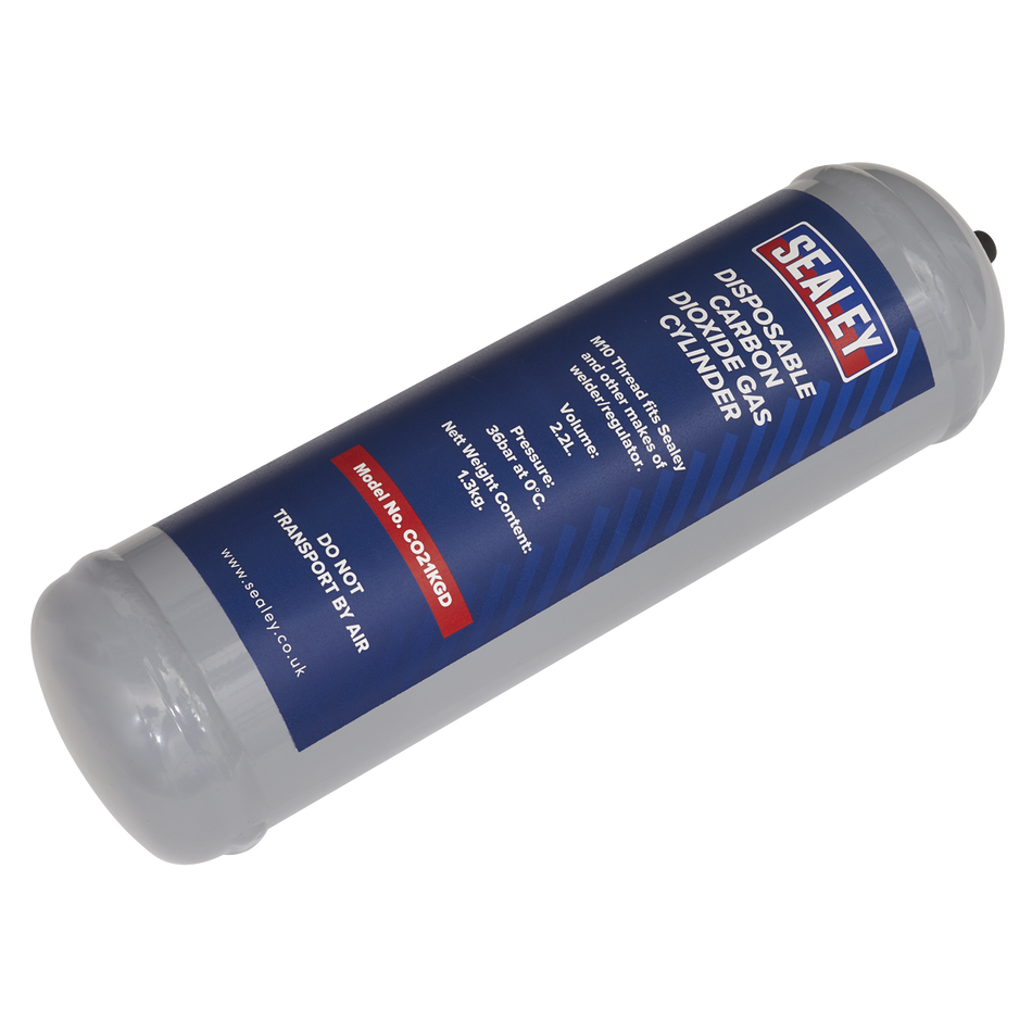 Sealey CO21KGD4 1.3kg Disposable Carbon Dioxide Gas Cylinder - Pack of 4