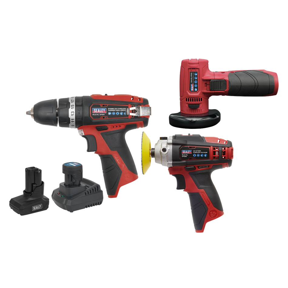Sealey CP1200COMBO7 3 x 12V SV12 Series Cordless Power Tool Combo Kit