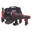 Sealey CP1200COMBO 4 x 12V SV12 Series Cordless Power Tool Combo Kit