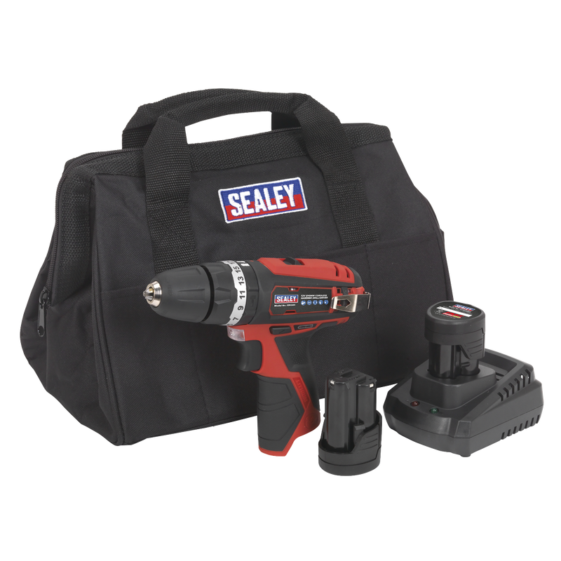 Sealey CP1201KIT 12V SV12 Series Ø10mm Hammer Drill/Driver Kit - 2 Batteries