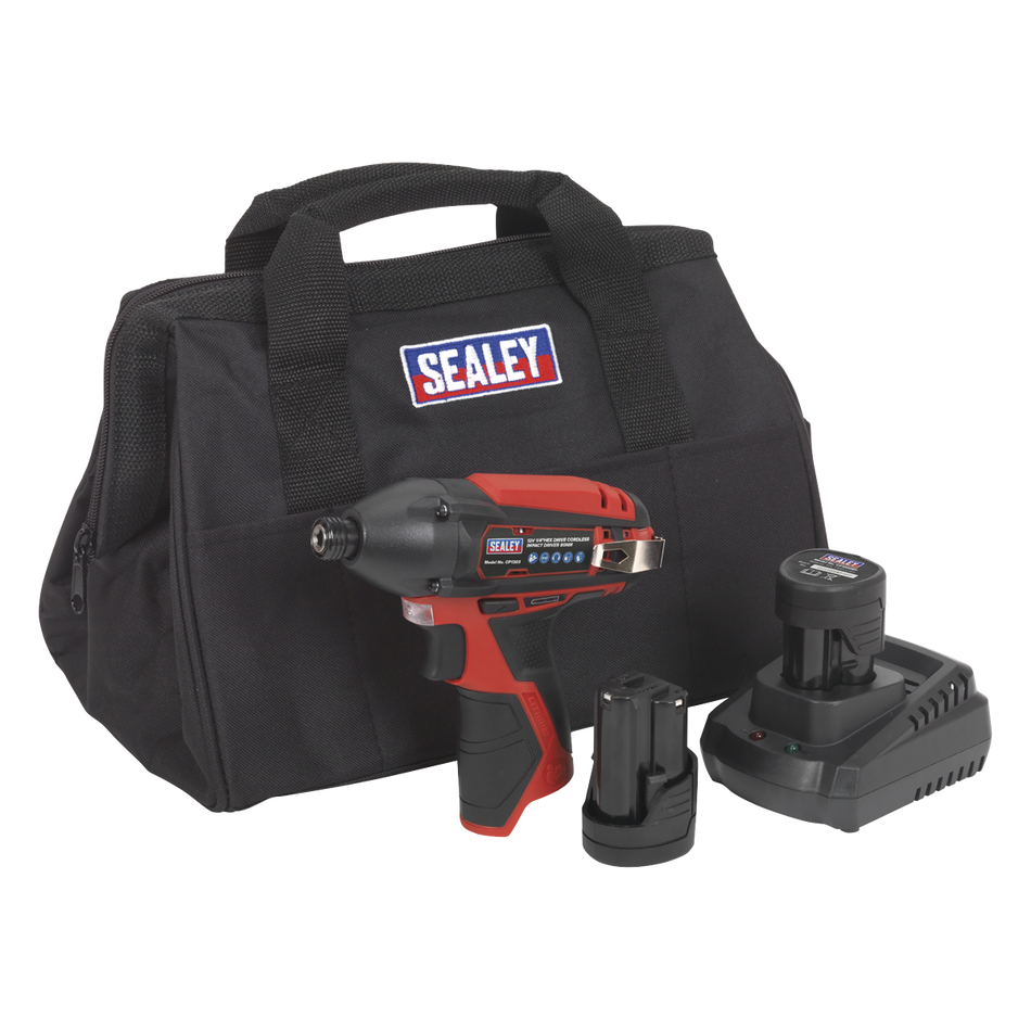 Sealey CP1203KIT 12V SV12 Series 1/4"Hex Drive Impact Driver Kit - 2 Batteries
