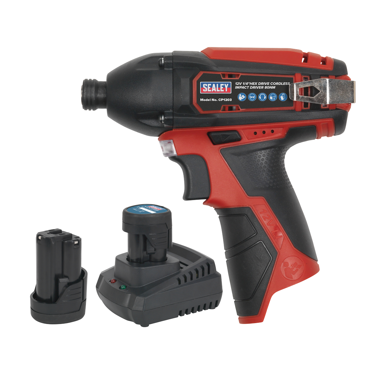Sealey CP1203KIT 12V SV12 Series 1/4"Hex Drive Impact Driver Kit - 2 Batteries