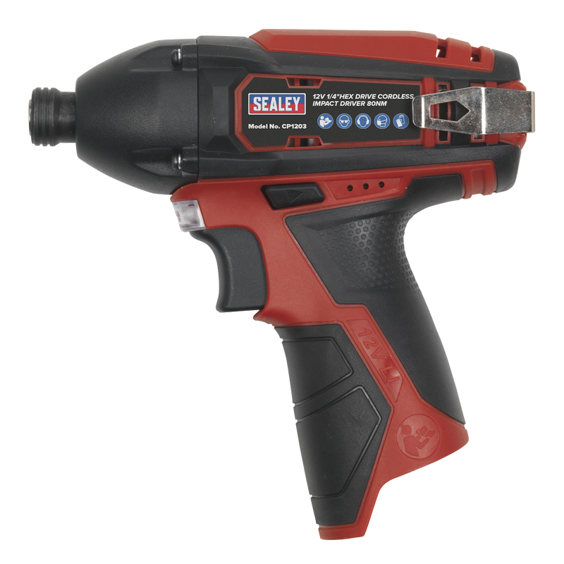 Sealey CP1203 12V SV12 Series 1/4"Hex Drive Cordless Impact Driver 80Nm - Body Only