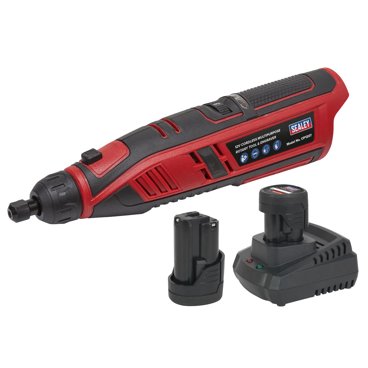 Sealey CP1207KIT 12V SV12 Series Cordless Multipurpose Rotary Tool & Engraver Kit - 2 Batteries