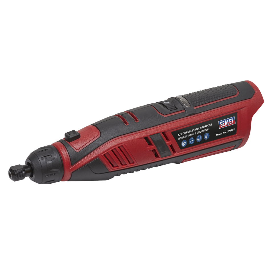 Sealey CP1207 12V SV12 Series 49pc Cordless Multipurpose Rotary Tool & Engraver Kit - Body Only