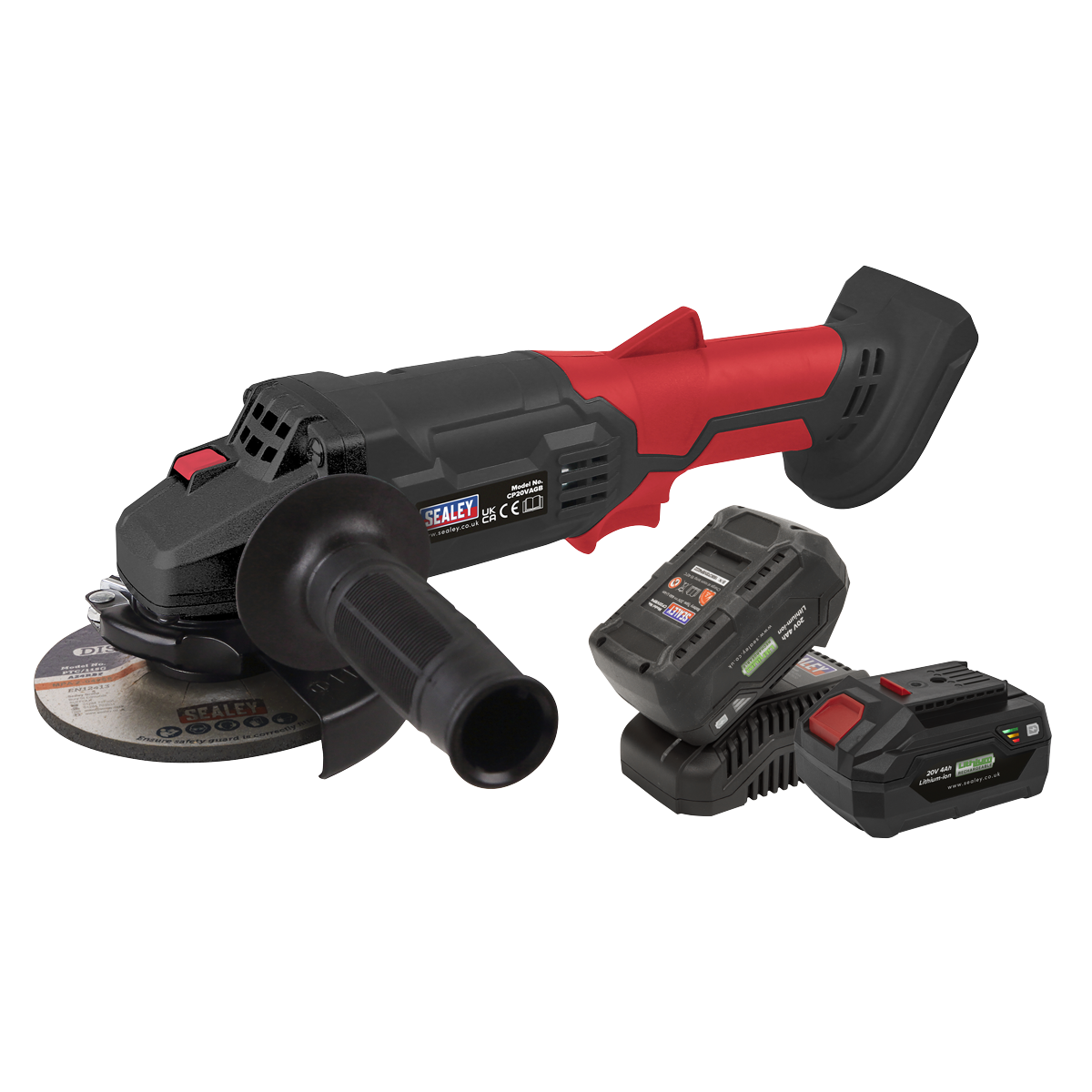 Sealey CP20VAGBKIT 20V 4Ah SV20 Series 115mm Cordless Angle Grinder Kit - 2 Batteries