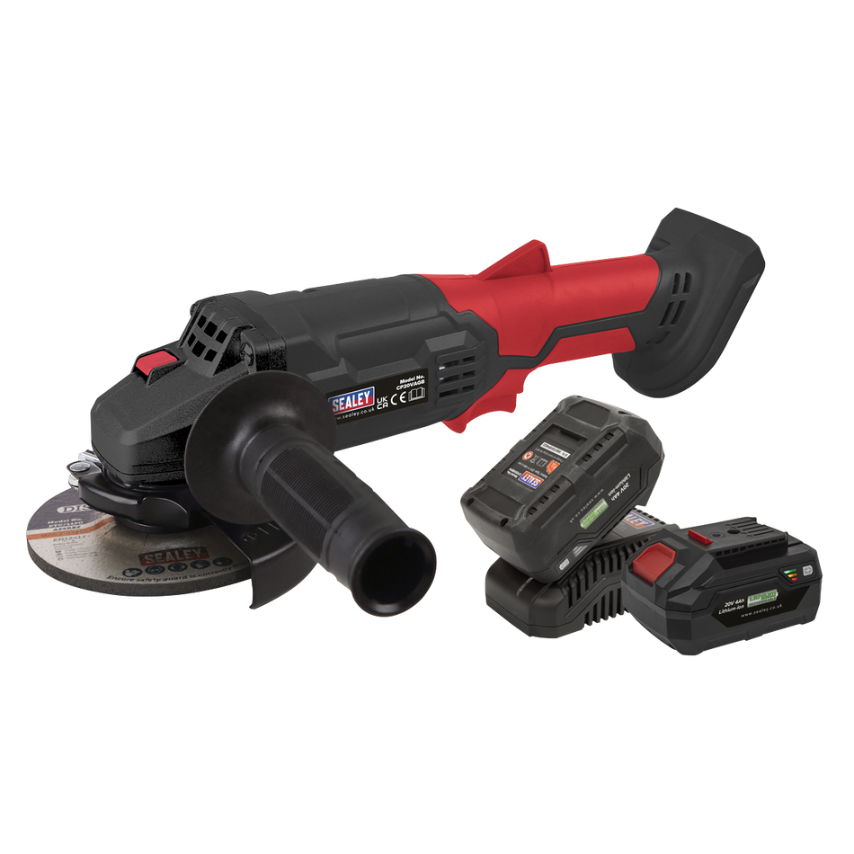 Sealey CP20VAGBKIT 20V 4Ah SV20 Series 115mm Cordless Angle Grinder Kit - 2 Batteries