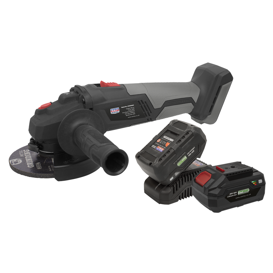 Sealey CP20VAGXKIT 20V SV20 Series Brushless Angle Grinder Kit - 2 Batteries