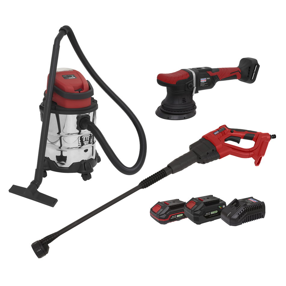 Sealey CP20VCOMBO10 20V SV20 Series Cordless Car Valeting Combo Kit
