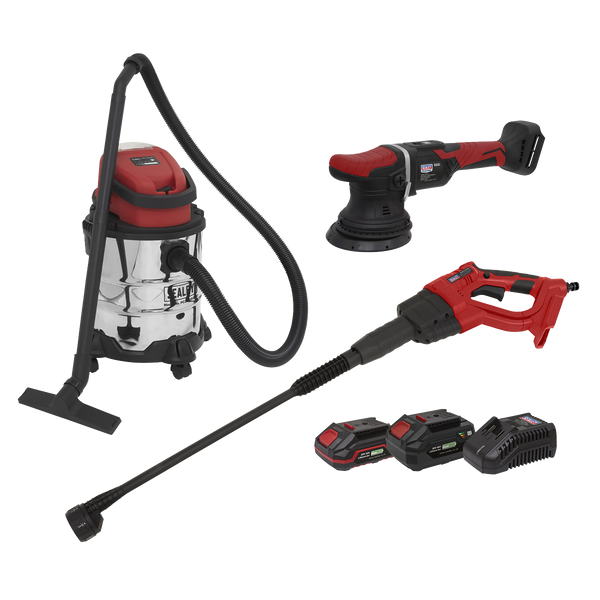 Sealey CP20VCOMBO10 20V SV20 Series Cordless Car Valeting Combo Kit