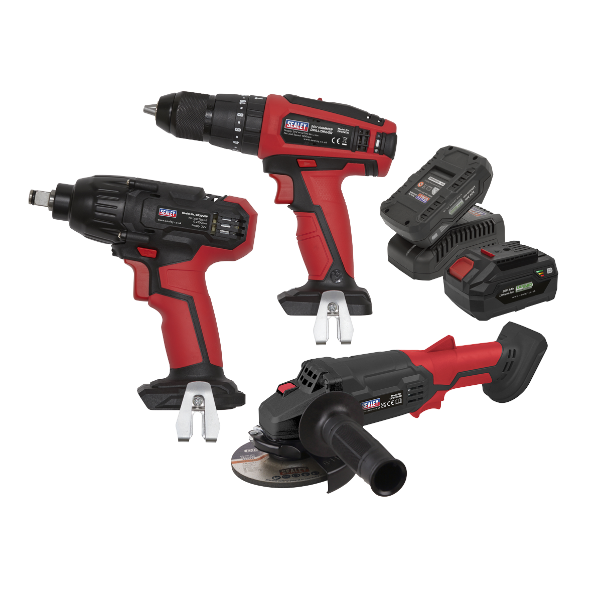 Sealey CP20VCOMBO1 3 x 20V SV20 Series Cordless Tool Combo - 2 Batteries