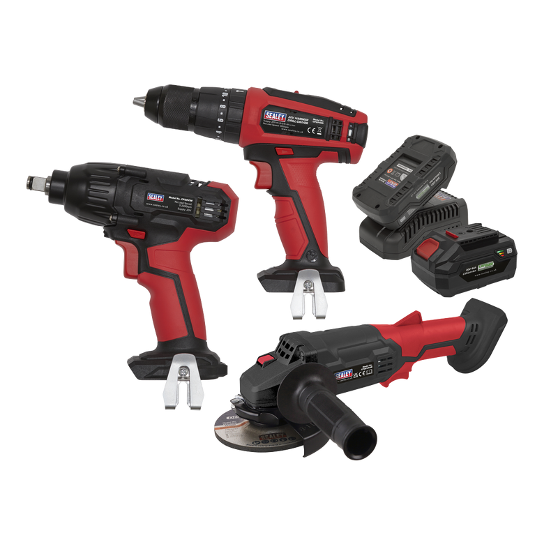 Sealey CP20VCOMBO1 3 x 20V SV20 Series Cordless Tool Combo - 2 Batteries