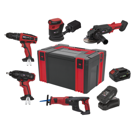 Sealey CP20VCOMBO2 5 x 20V SV20 Series Cordless Tool Combo - 2 Batteries