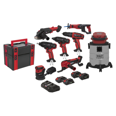 Sealey CP20VCOMBO4 8 x 20V SV20 Series Cordless Tool Combo - 4 Batteries