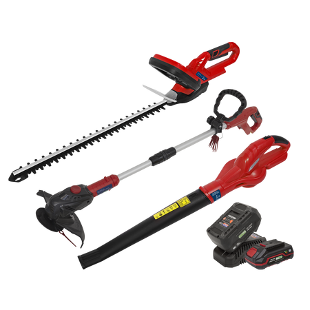 Sealey CP20VCOMBO6 20V SV20 Series 3 x Garden Power Tool Kit - 2 Batteries