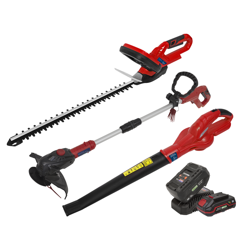 Sealey CP20VCOMBO6 20V SV20 Series 3 x Garden Power Tool Kit - 2 Batteries