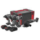 Sealey CP20VCOMBOX1 4 x 20V SV20 Series Brushless Tool Combo - 2 Batteries