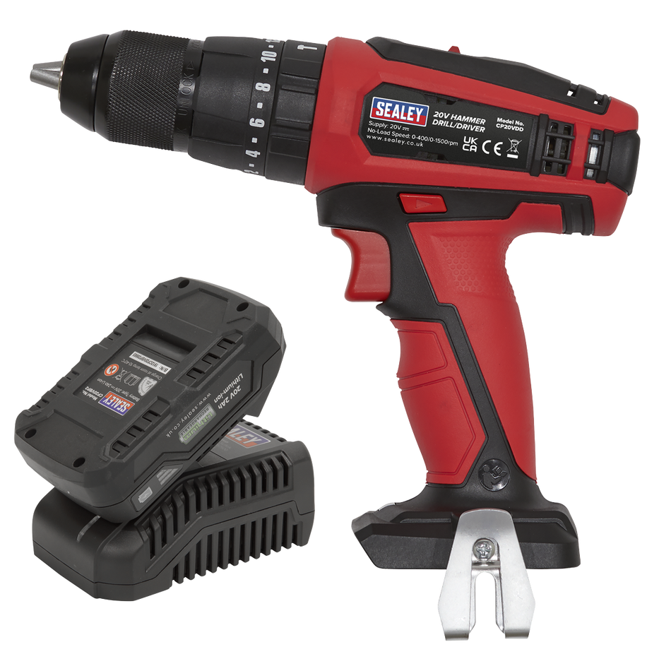 Sealey CP20VDDKIT1 20V SV20 Series 13mm 2Ah Lithium-ion Hammer Drill/Driver Kit