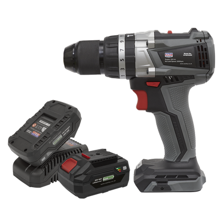 Sealey CP20VDDXKIT 20V SV20 Series 13mm Brushless Hammer Drill/Driver Kit - 2 Batteries