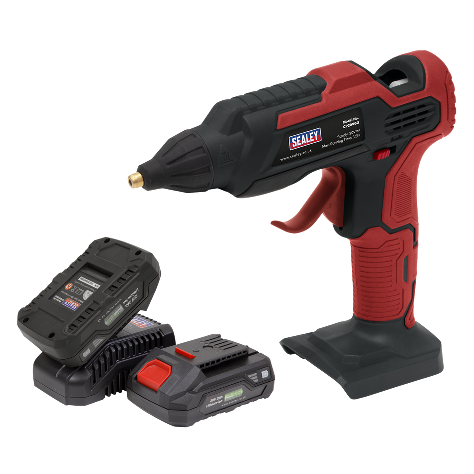 Sealey CP20VGGKIT 20V SV20 Series Cordless Glue Gun Kit - 2 Batteries