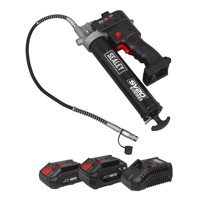 Sealey CP20VGRGKIT Sealey 20V SV20 Series Grease Gun Kit - 2 Batteries