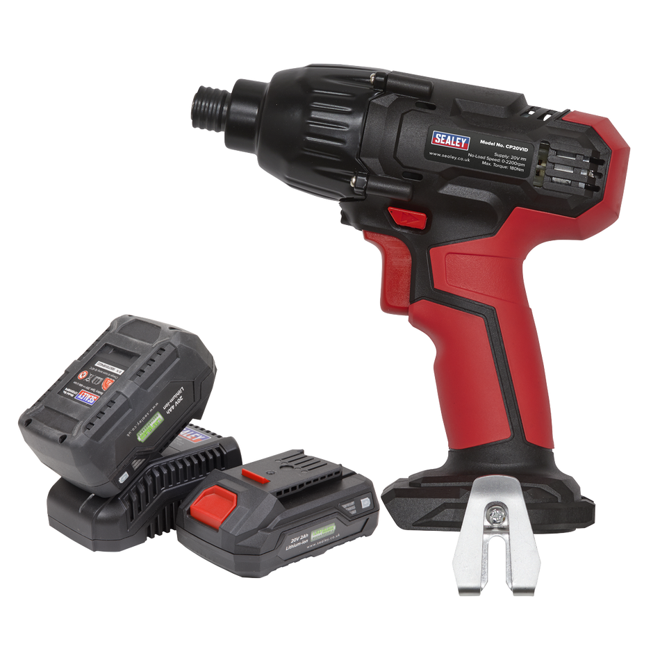 Sealey CP20VIDKIT 20V SV20 Series 1/4"Hex Drive Impact Driver Kit - 2 Batteries