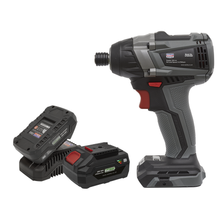 Sealey CP20VIDXKIT 20V SV20 Series 1/4"Hex Brushless Impact Driver Kit - 2 Batteries