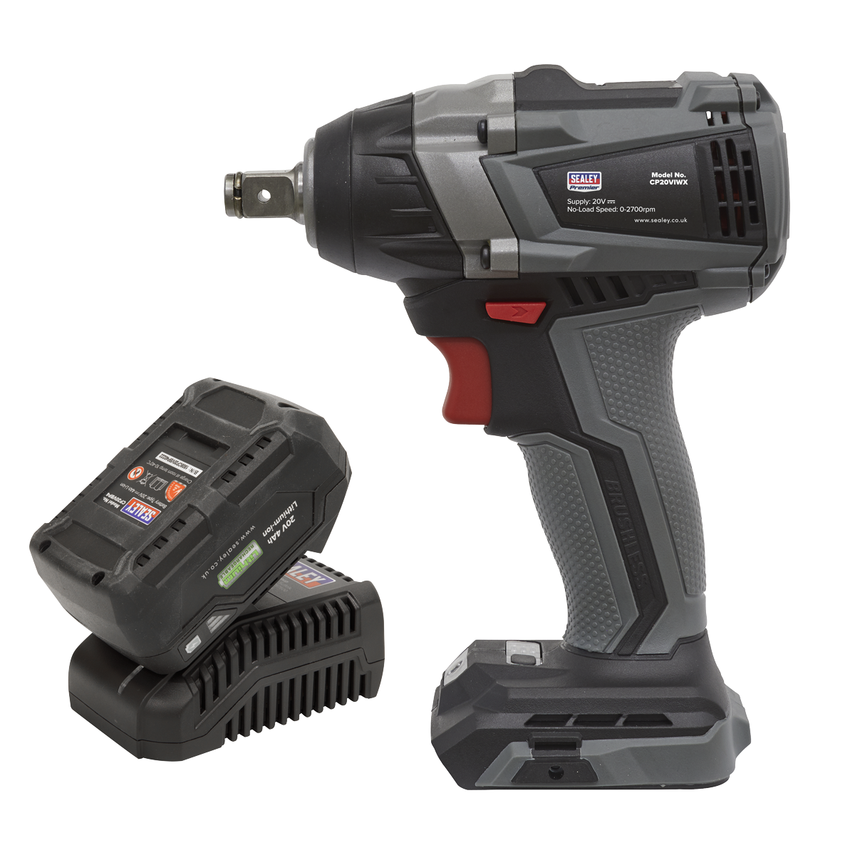 Sealey CP20VIWXKIT1 20V SV20 Series 4Ah 1/2"Sq Drive Brushless Impact Wrench Kit 300Nm