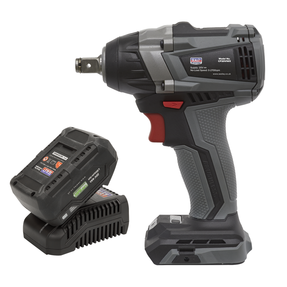 Sealey CP20VIWXKIT1 20V SV20 Series 4Ah 1/2"Sq Drive Brushless Impact Wrench Kit 300Nm