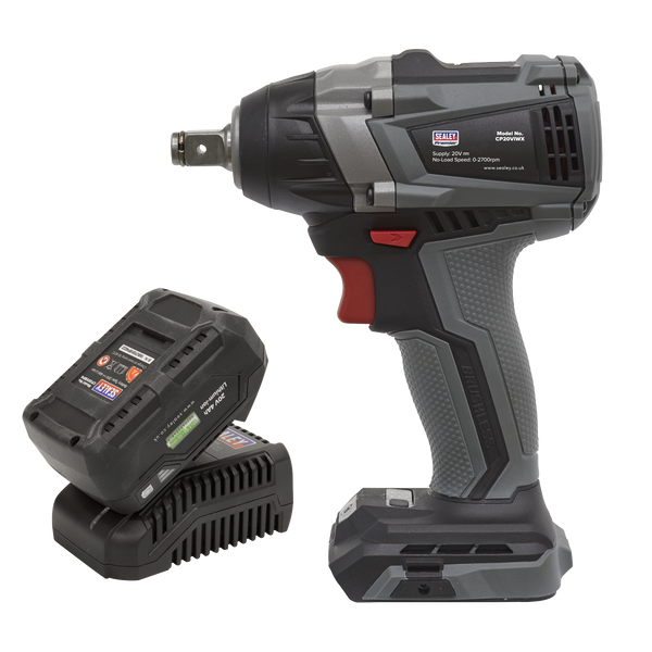 Sealey CP20VIWXKIT1 20V SV20 Series 4Ah 1/2"Sq Drive Brushless Impact Wrench Kit 300Nm