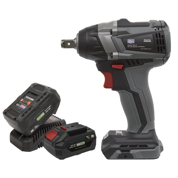 Sealey CP20VIWXKIT 20V SV20 Series 1/2"Sq Drive Brushless Impact Wrench Kit 300Nm - 2 Batteries