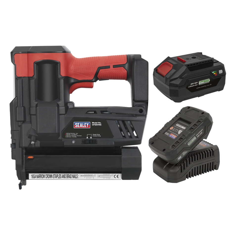 Sealey CP20VNGKIT 20V SV20 Series 18G Cordless Staple/Nail Gun Kit - 2 Batteries