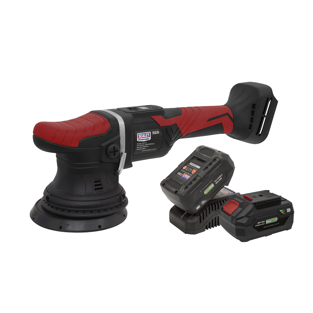 Sealey CP20VOPKIT2 20V SV20 Series 125mm Cordless Orbital Polisher Kit - 2 Batteries