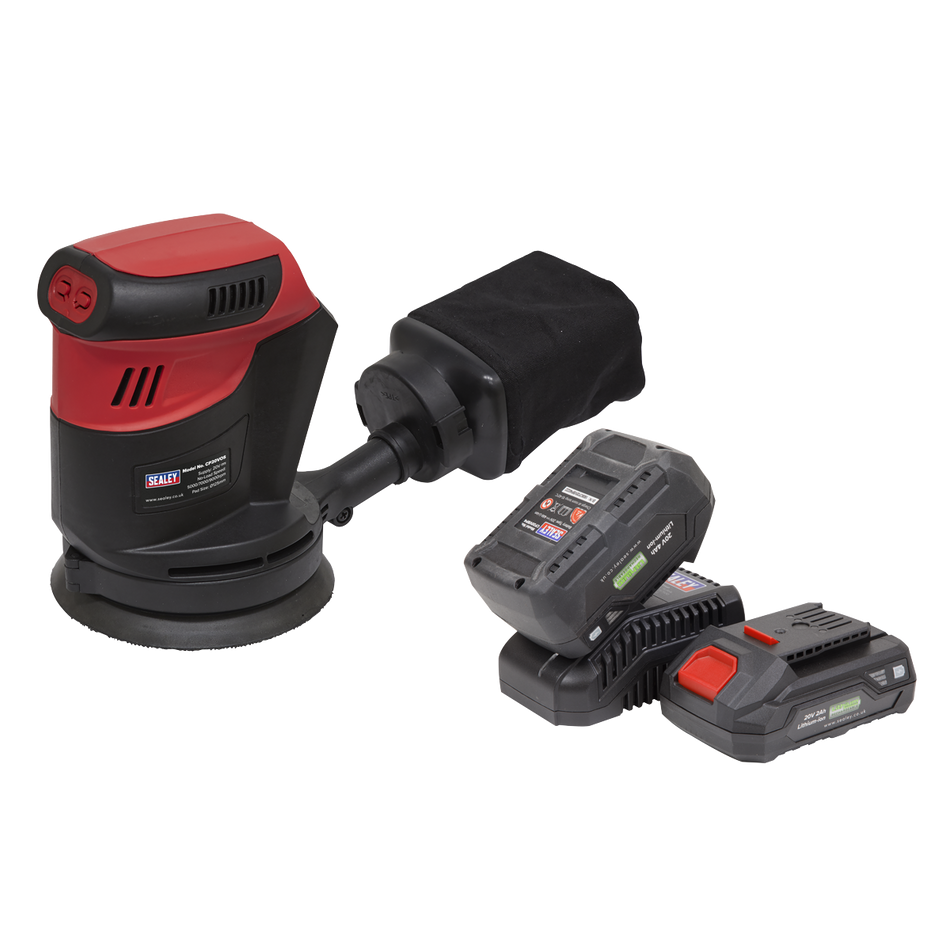 Sealey CP20VOSKIT 20V SV20 Series ‚àö√â√Ä√∫125mm Cordless Orbital Palm Sander Kit - 2 Batteries