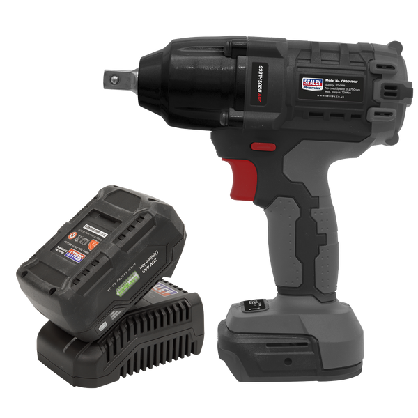Sealey CP20VPIWKIT1 20V SV20 Series 4Ah 1/2"Sq Drive Brushless Impact Wrench Kit 700Nm