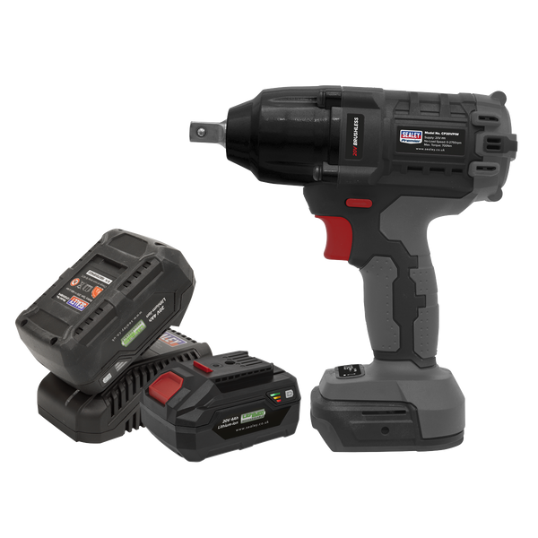 Sealey CP20VPIWKIT 20V SV20 Series 1/2"Sq Drive Brushless Impact Wrench Kit 700Nm - 2 Batteries