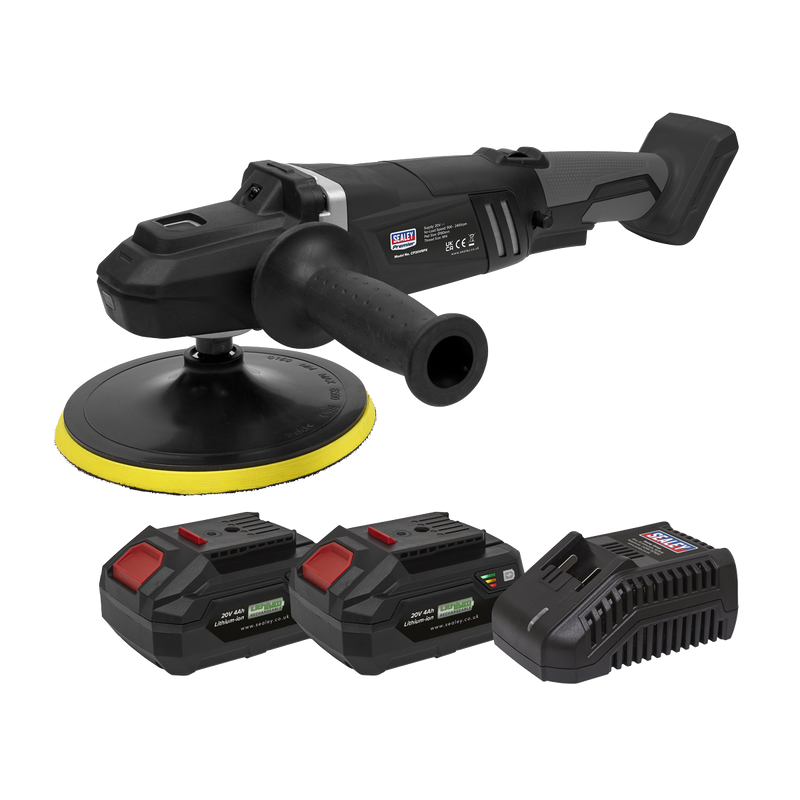 Sealey CP20VRPXKIT 20V 4Ah SV20 Series 180mm Brushless Rotary Polisher Kit - 2 Batteries