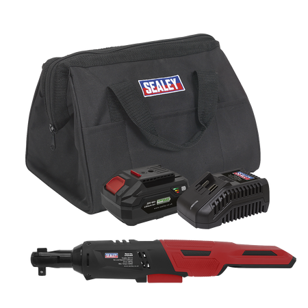 Sealey CP20VRWKIT1 20V SV20 Series 4Ah 3/8"Sq Drive Cordless Ratchet Wrench Kit - 60Nm