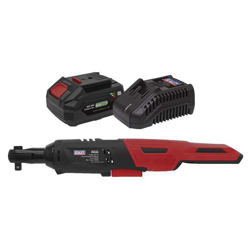 Sealey CP20VRWKIT1 20V SV20 Series 4Ah 3/8"Sq Drive Cordless Ratchet Wrench Kit - 60Nm