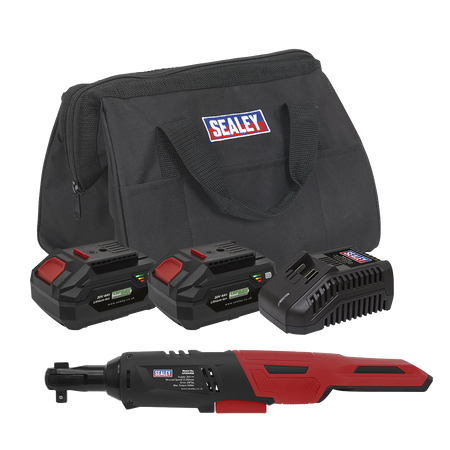 Sealey CP20VRWKIT 20V SV20 Series 3/8"Sq Drive Cordless Ratchet Wrench Kit - 2 Batteries