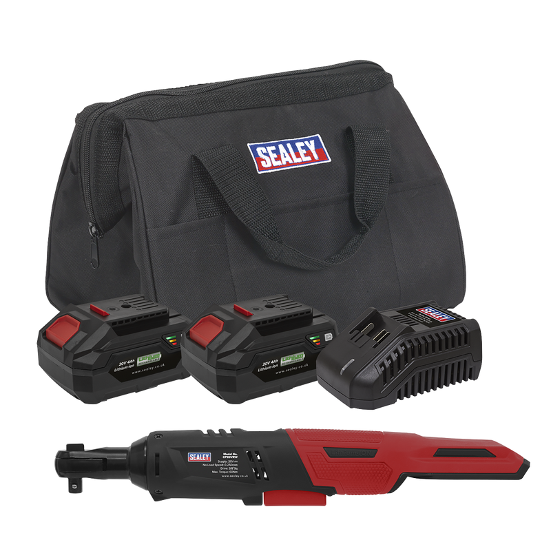 Sealey CP20VRWKIT 20V SV20 Series 3/8"Sq Drive Cordless Ratchet Wrench Kit - 2 Batteries