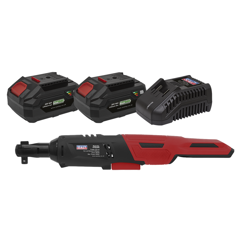 Sealey CP20VRWKIT 20V SV20 Series 3/8"Sq Drive Cordless Ratchet Wrench Kit - 2 Batteries