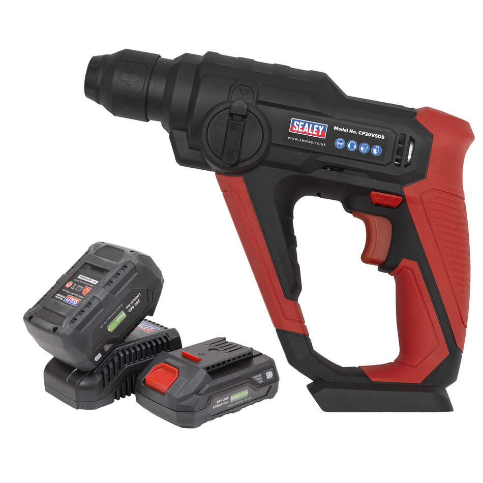 Sealey CP20VSDSKIT 20V SV20 Series SDS Plus Cordless Rotary Hammer Drill Kit - 2 Batteries