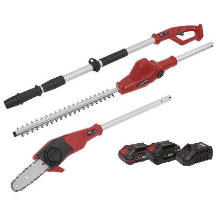 Sealey CP20VTPCOMBO 20V SV20 Series Telescopic Cordless Hedge Trimmer & Chainsaw Kit - 2 Batteries