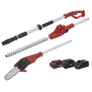 Sealey CP20VTPCOMBO 20V SV20 Series Telescopic Cordless Hedge Trimmer & Chainsaw Kit - 2 Batteries