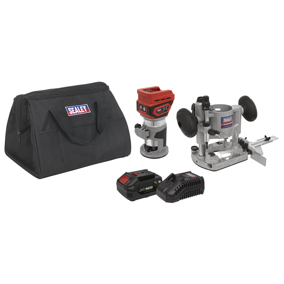 Sealey CP20VTRKIT1 20V SV20 Series Cordless Trimming Router Kit 4Ah - 1 Battery