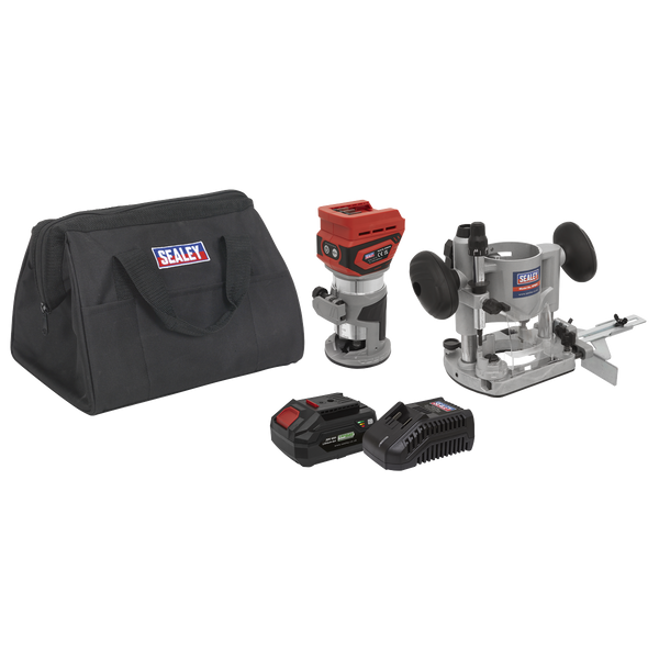 Sealey CP20VTRKIT1 20V SV20 Series Cordless Trimming Router Kit 4Ah - 1 Battery